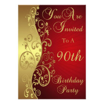 90th Birthday Party Personalised Invitation