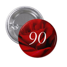 90th Birthday Red Rose Party Favour Pin