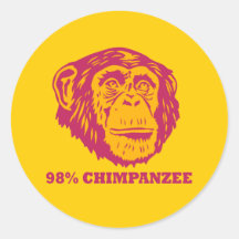 98% Chimpanzee Round Sticker