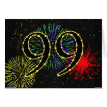99th  Birthday card with fireworks