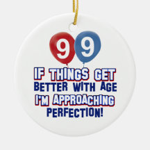 99th year old birthday design christmas tree ornaments