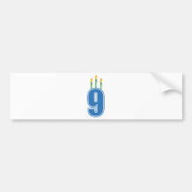 9 Birthday Candles (Blue / Green) Bumper Stickers