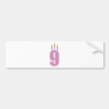 9 Birthday Candles (Pink / Purple) Bumper Sticker