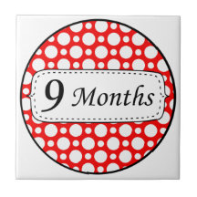 9 Months Polka Dot Milestone Ceramic Tiles