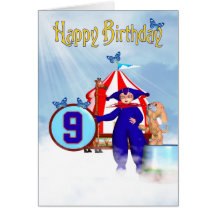 9th Birthday Card - Cute Little Pixie Clown