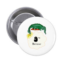 9th Birthday Dragon Pinback Button