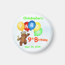 9th Birthday Party Royal Bears Refrigerator Magnets