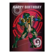 9th Happy Birthday with Robot warrior Cards