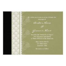 A6 Camo Green One-Side Damask Wedding Invitations
