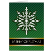 A7 Green Snowflake Striped Modern Christmas Card