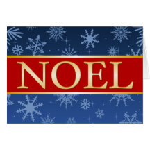 A7 Noel Blue Red and Gold Christmas Card
