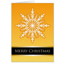 A7 Orange Snowflake Striped Modern Christmas Card