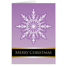 A7 Purple Snowflake Striped Modern Christmas Card