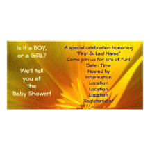 A Baby Boy A Baby Girl? Find out at Baby Shower! Personalised Photo Card