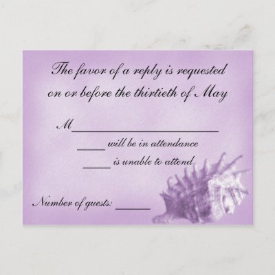 A Beach Wedding RSVP Card Purple by BeachWeddings