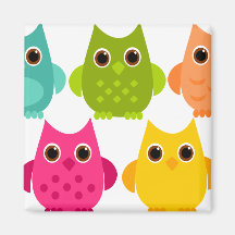 A Bright Bunch of Owls Fridge Magnet