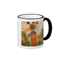A cat seeks entrance to home in Pienza, Italy. Mugs