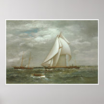 A centerboard schooner, steam yachts posters