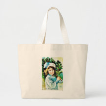A christmas greeting with a girl carrying christma canvas bag