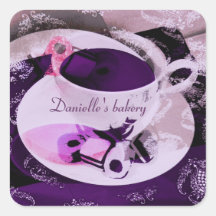 A cup of hot chocolate and sweets bakery sticker