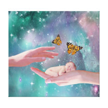 A cute baby boy in hand fantasy gallery wrap canvas