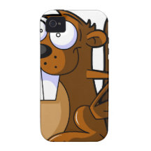 A Cute Cartoon Beaver Character Holding a Log Case-Mate iPhone 4 Covers