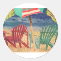 A Day At The Beach Round Sticker