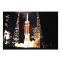 A Delta IV Heavy rocket lifts off Photo Print