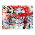 A dinosaur with naive spirit wrapped in snakes post card
