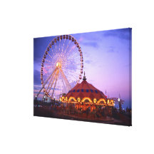 A ferris wheel and carousel at the Navy Pier in Gallery Wrap Canvas
