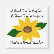 A Great Teacher Sunflower Design Magnets