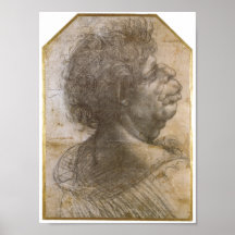 A Grotesque Head, Leonardo da Vinci Print