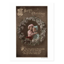 A Happy ChristmasLittle Kids Hugging Post Cards