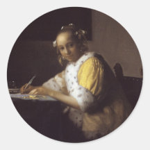 A Lady Writing Round Sticker