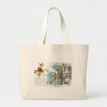 A Letter from Santa Wearing a Green Coat Tote Bags