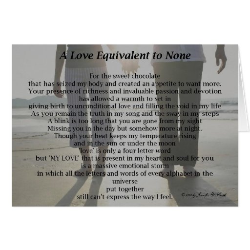 A Love Equivalent to None - greeting card