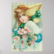 A Loving Thought Maiden with Bonnet Posters