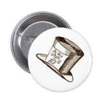 A Mad Hatter Hat in Sepia Button