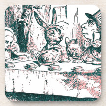A Mad Tea Party Tenniel Pink Tint Beverage Coasters