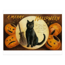 A Merry Halloween Cat Card Postcard