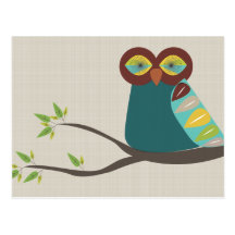 A Mid Century Modern Owl Postcard