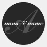 "a" monogram label round sticker