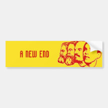 A NEW END bumper sticker