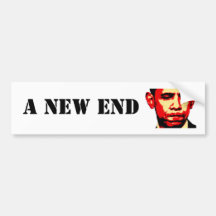 A NEW END bumper sticker