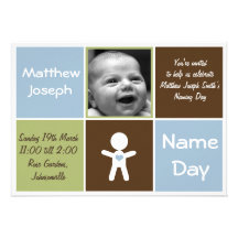 a new heart name day baby boy invitation