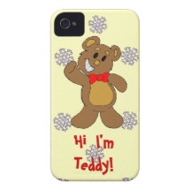 A pattern of snowflakes, Hi, I'm Teddy iPhone 4 Case-Mate Case