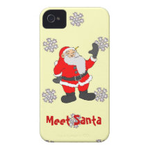 A pattern of snowflakes, Santa iPhone 4 Cases