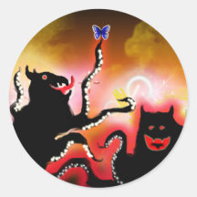a pet for monsters round sticker