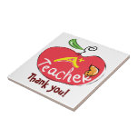 A plus teacher apple with thank you letters tile