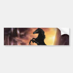 A rearing stallion at sunset bumper stickers